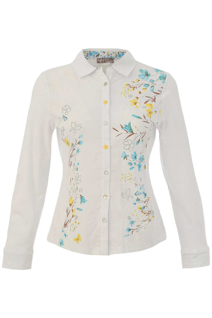 SHORELINE FLOWERS WHITE BLOUSE