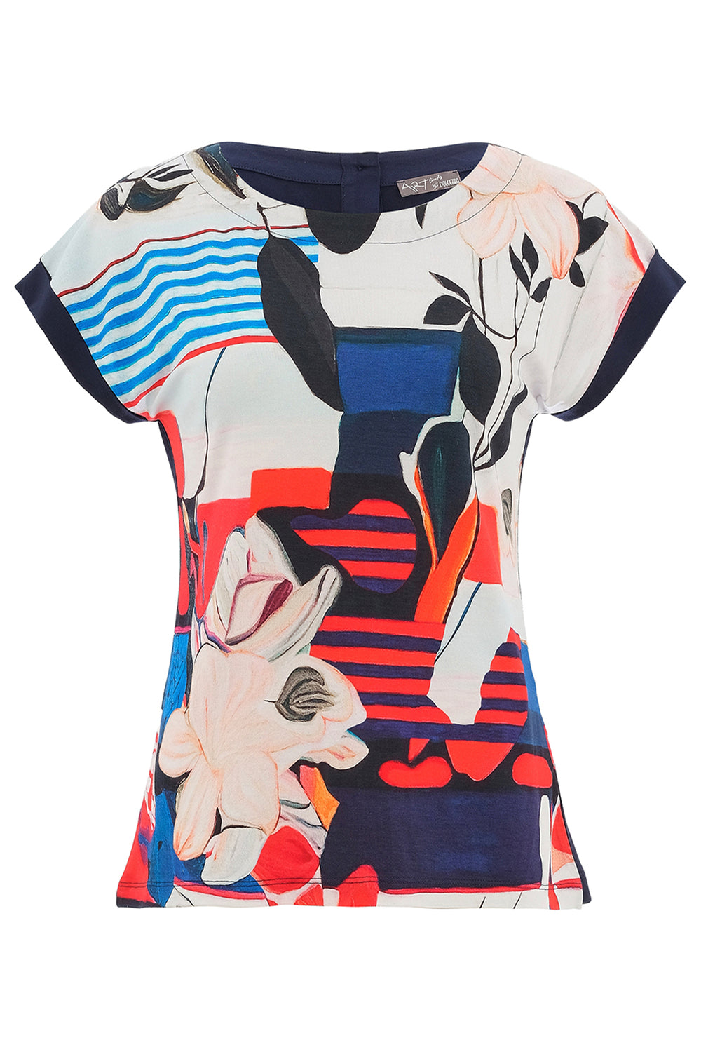 Short cap sleeves top with button back. 