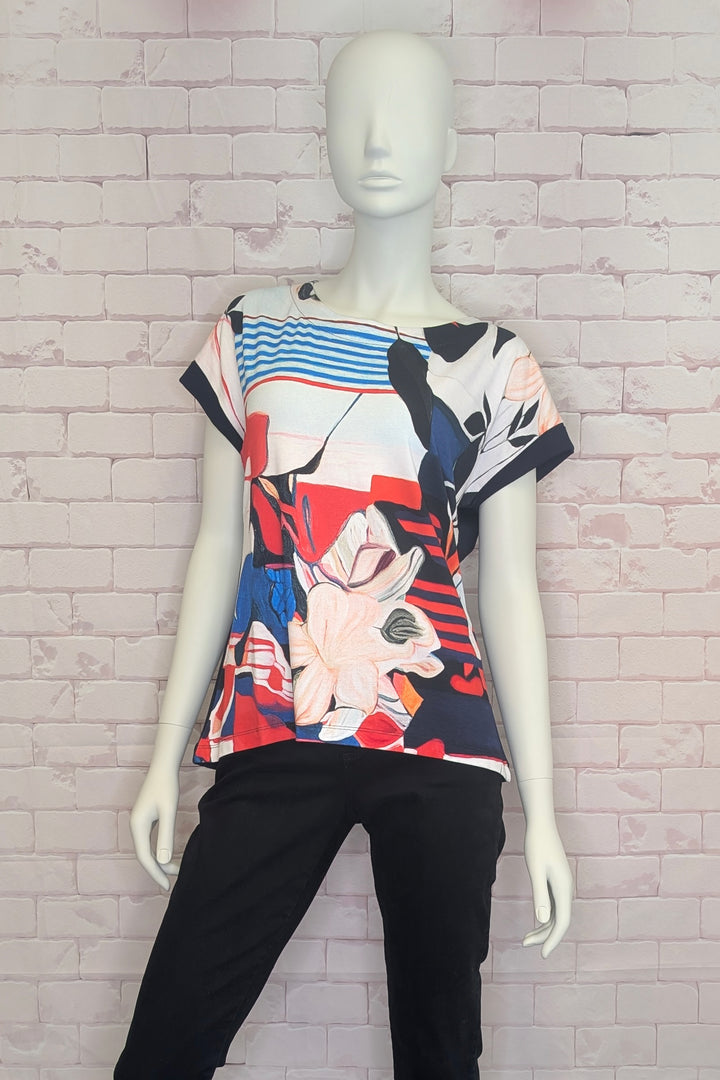 INTERLACED CAP SLEEVE BUTTON BACK TOP