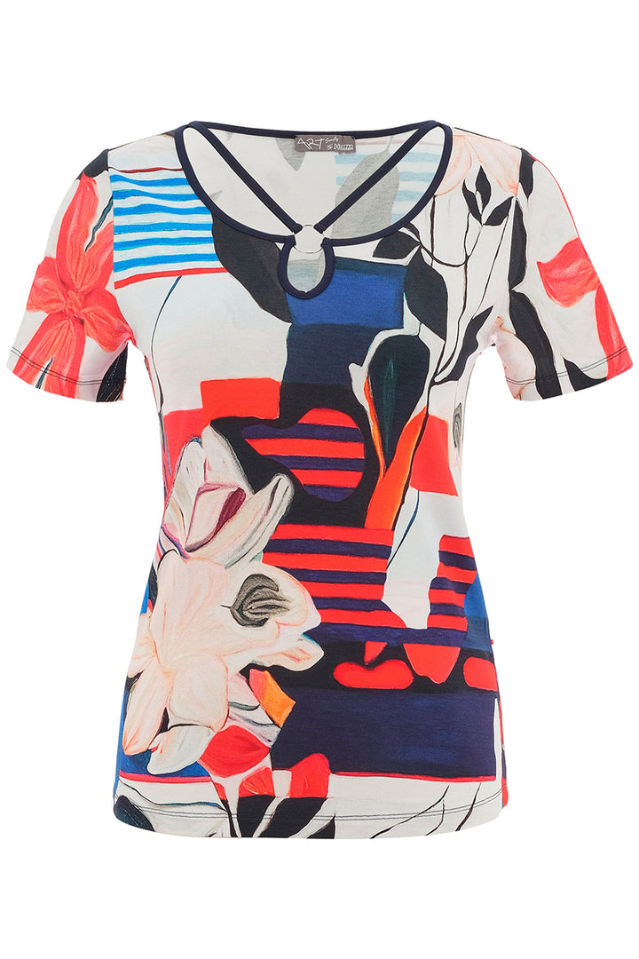 INTERLACED SS KEYHOLE NECK TOP