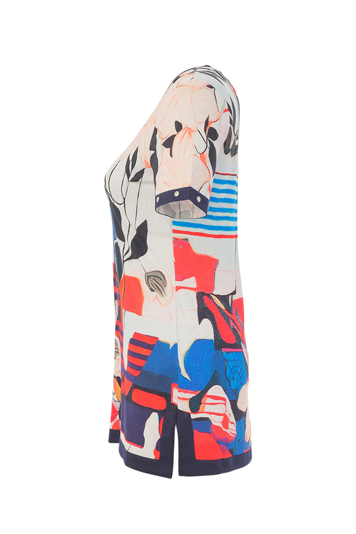 INTERLACED V-NECK TOP WITH STUDDED SLEEVES