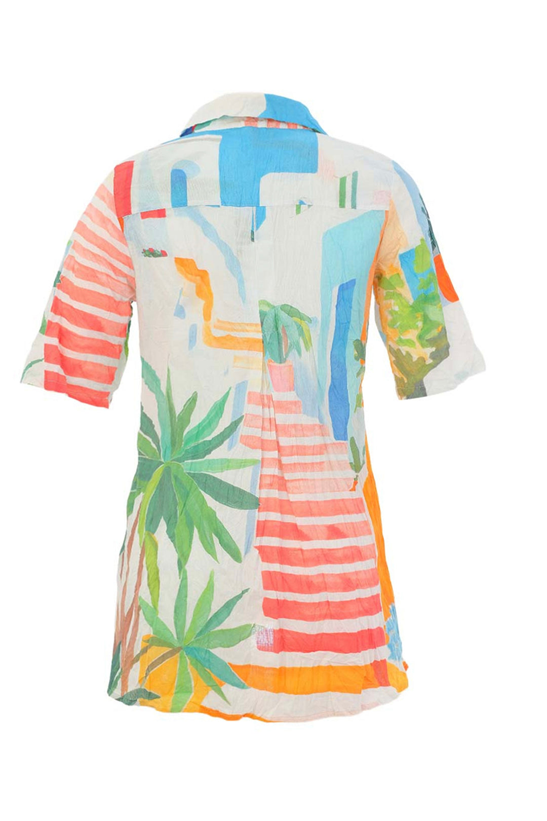 POTS ON THE STAIRS CRINKLE HI LO BLOUSE