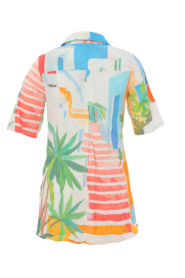 POTS ON THE STAIRS CRINKLE HI LO BLOUSE