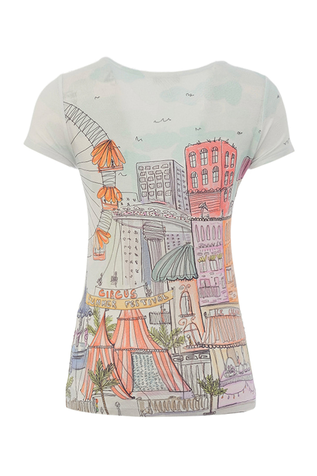 CITY CIRCUS SS V-NECK RUCHED FRONT TOP
