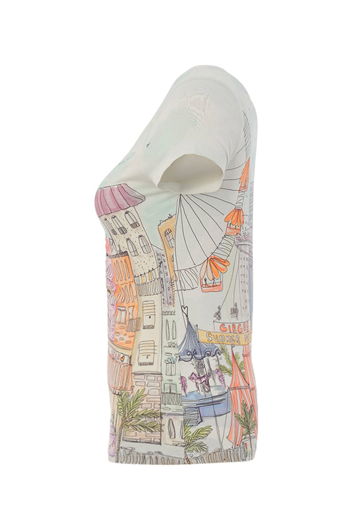 CITY CIRCUS SS V-NECK RUCHED FRONT TOP