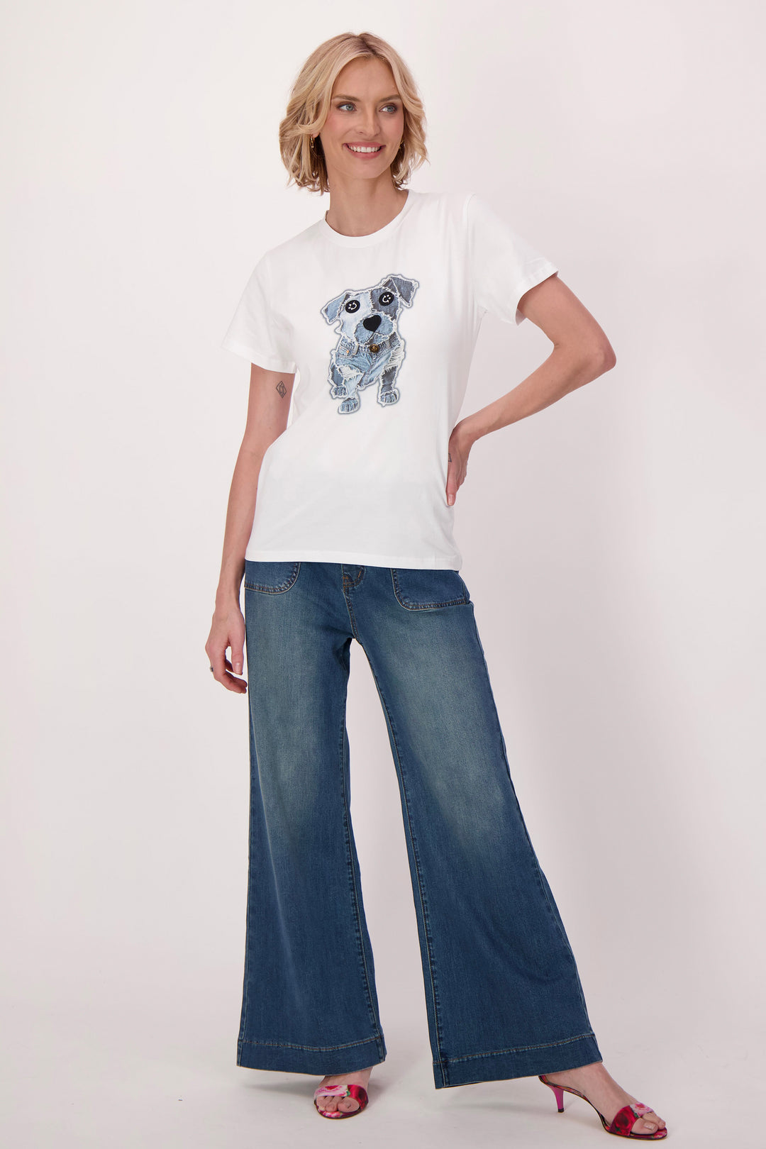 DENIM PATCH DOG T-SHIRT