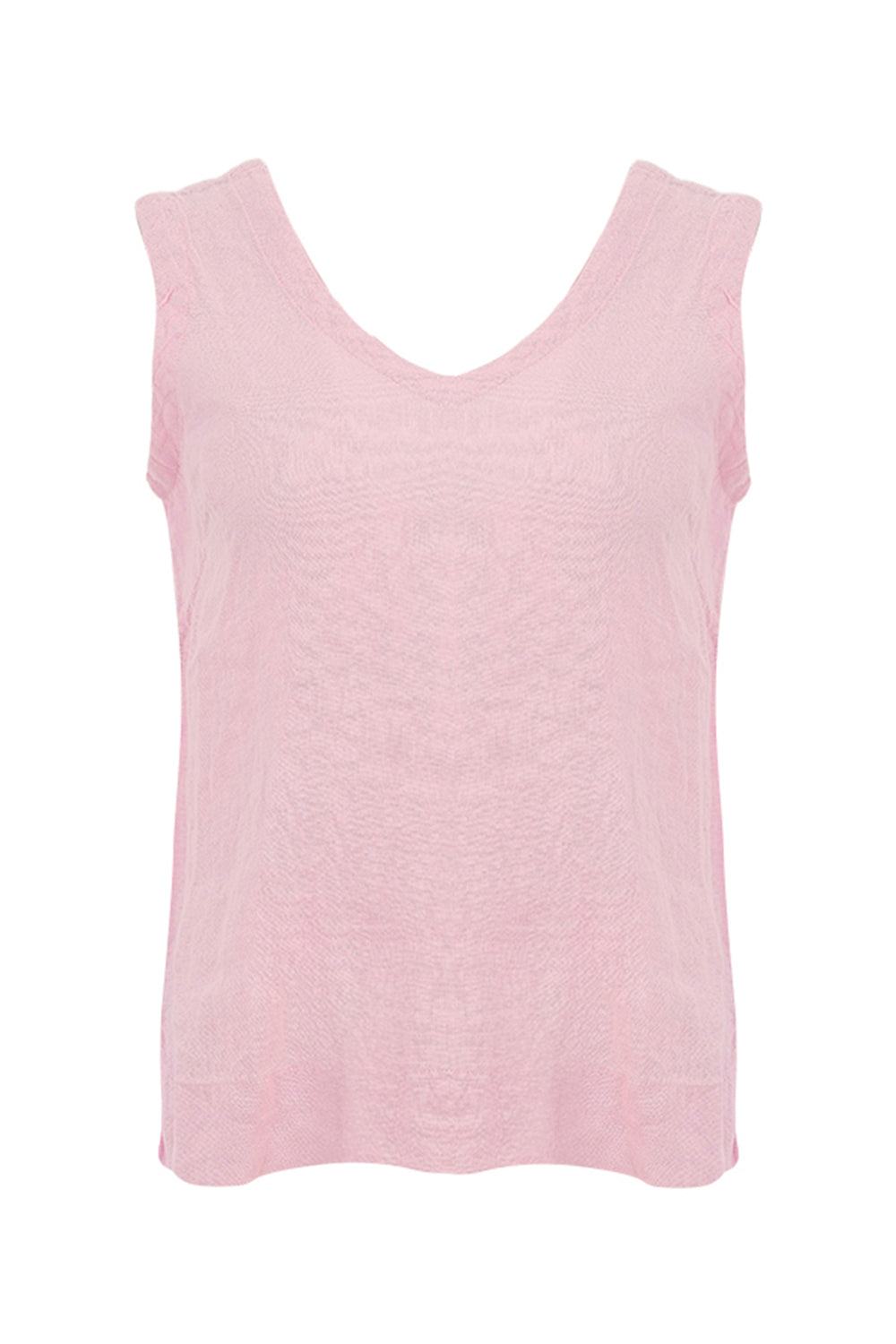 Pink sleeveless tank top on a white background