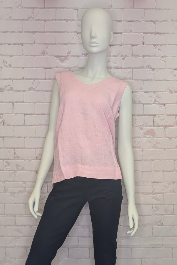 LINEN BUTTON BACK TANK