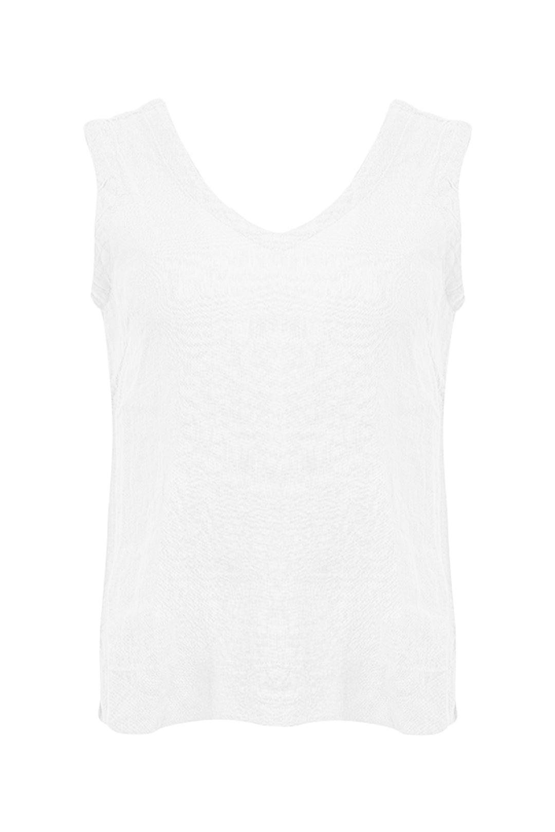 White sleeveless top on a white background