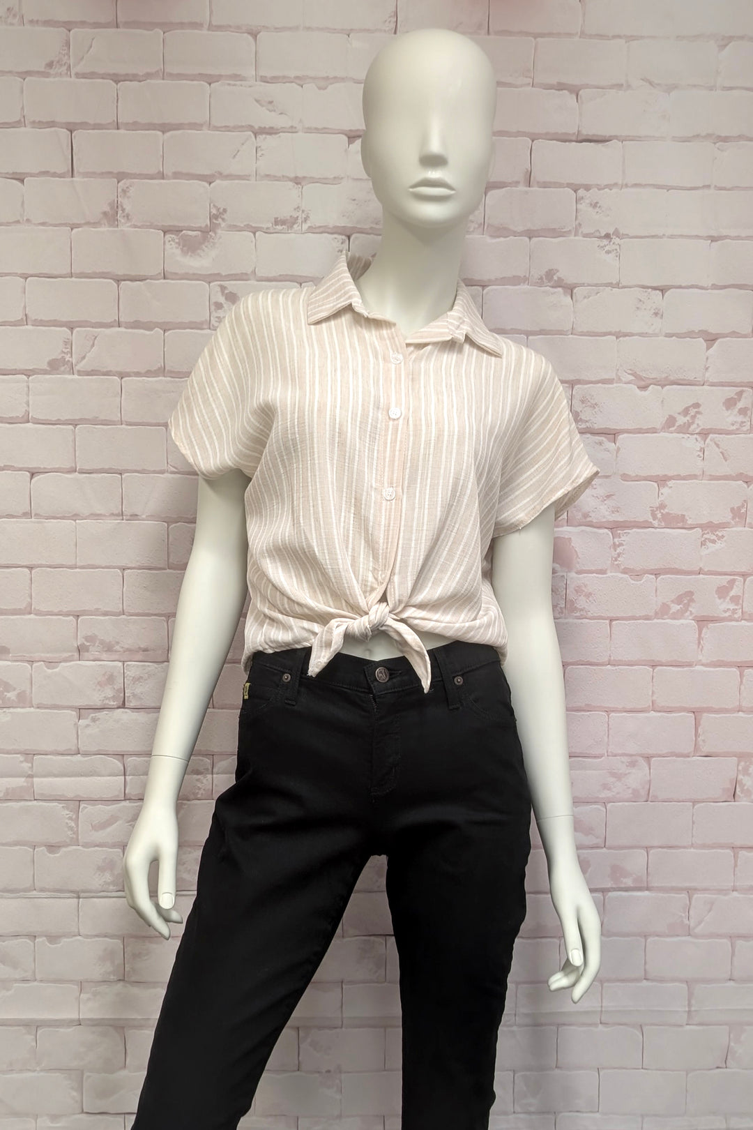 STRIPE TIE FRONT BLOUSE