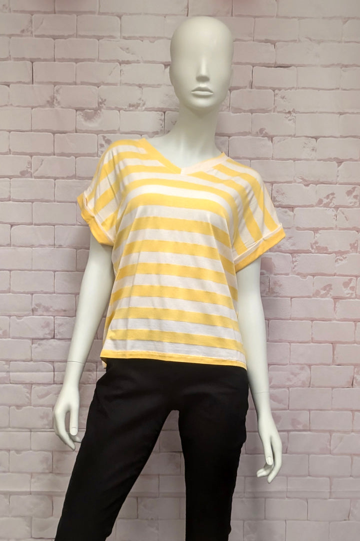 STRIPE V-NECK TEE