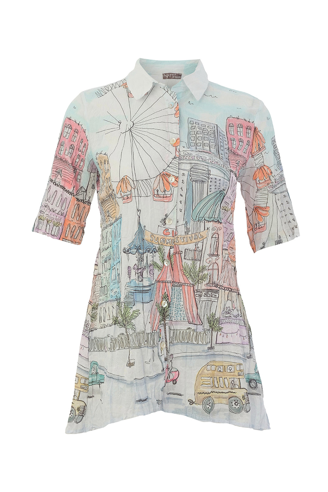 CITY CIRCUS CRINKLE HI LO BLOUSE