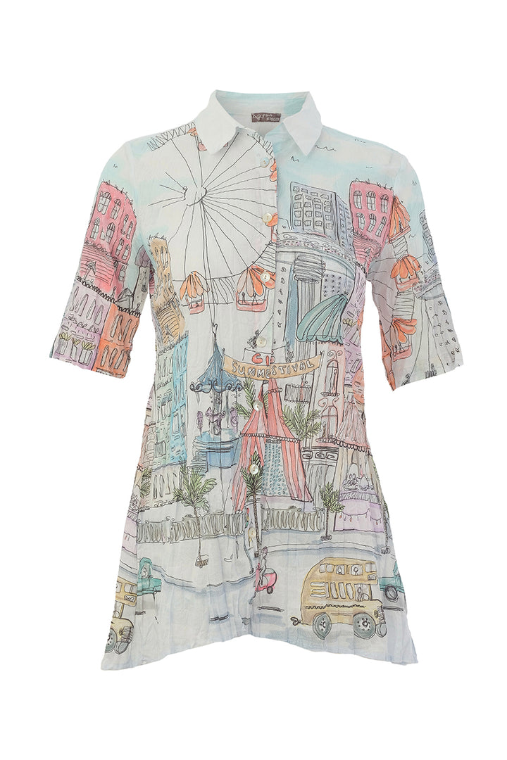 CITY CIRCUS CRINKLE HI LO BLOUSE