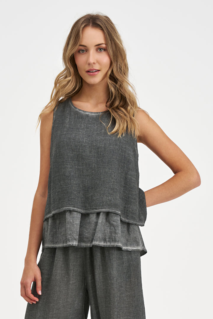 LAYERED BACK SLIT SLEEVELESS TOP