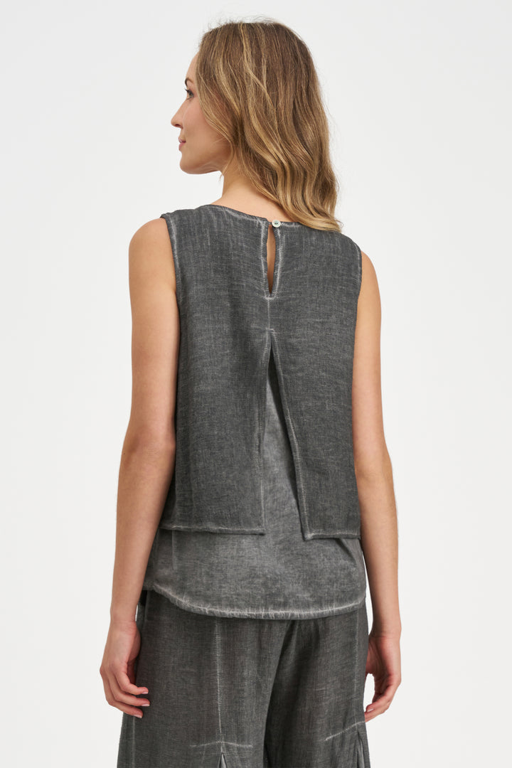 LAYERED BACK SLIT SLEEVELESS TOP