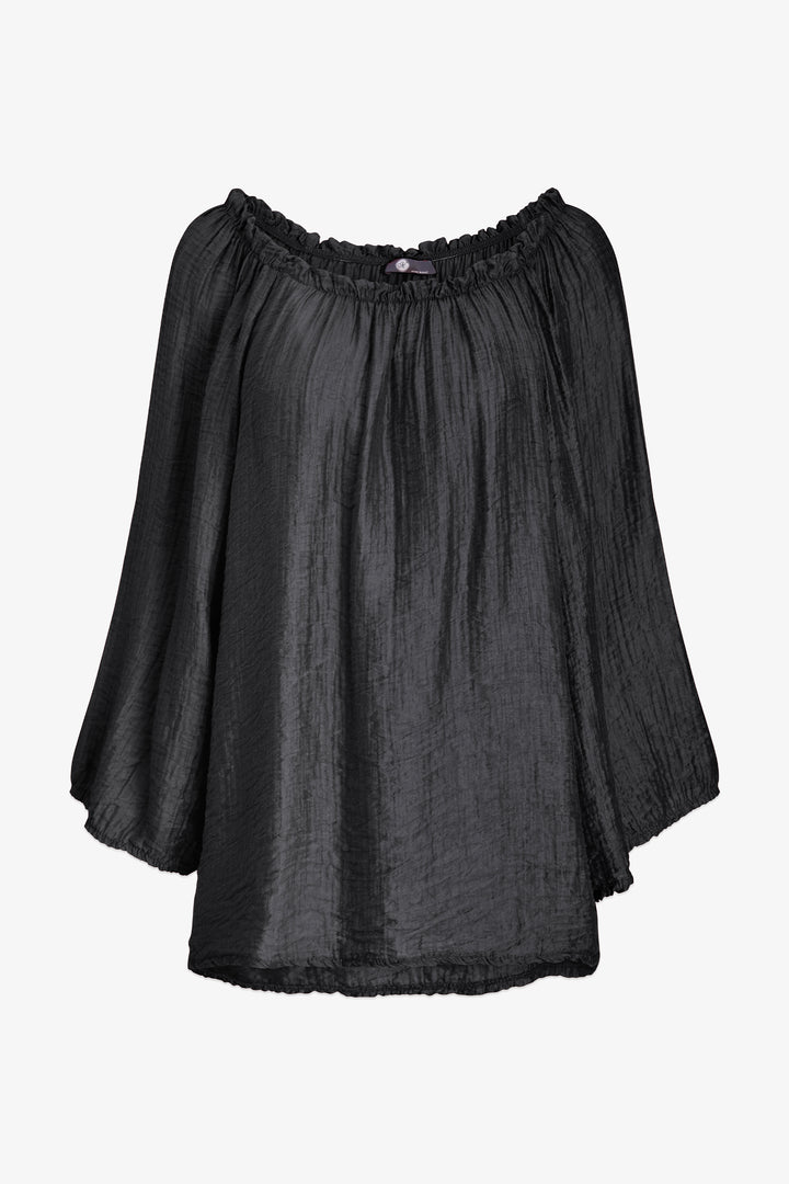 CRINKLE GAUZE OFF SHOULDER TOP