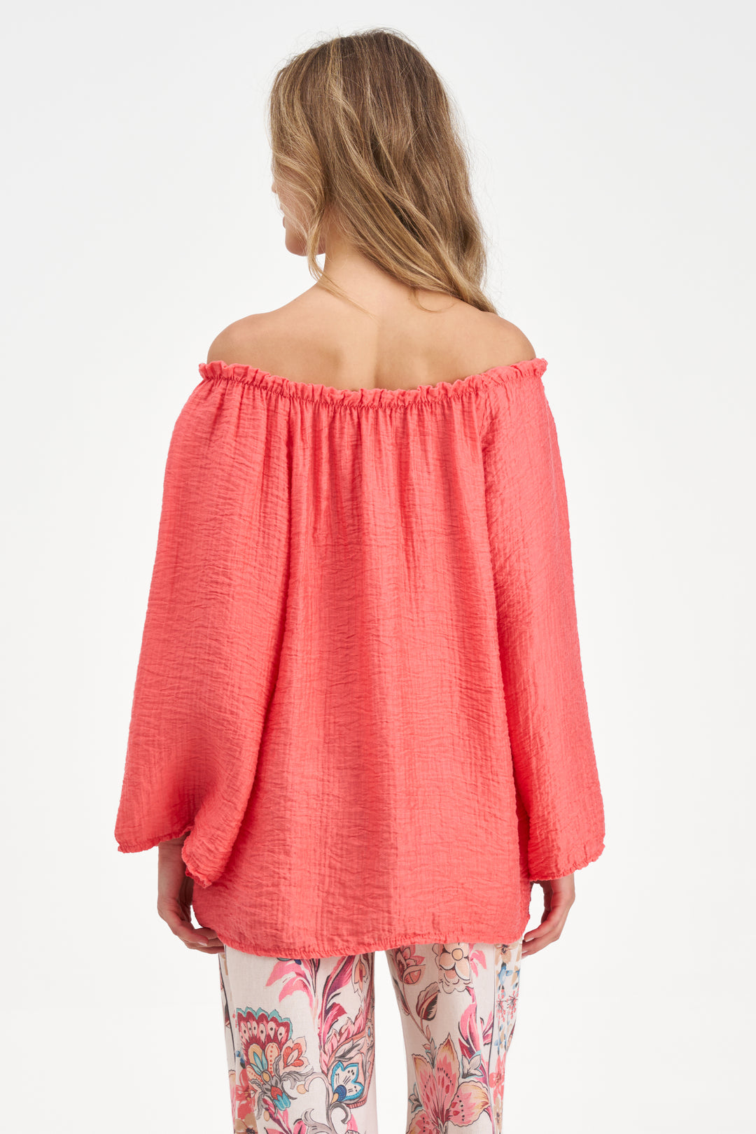 CRINKLE GAUZE OFF SHOULDER TOP