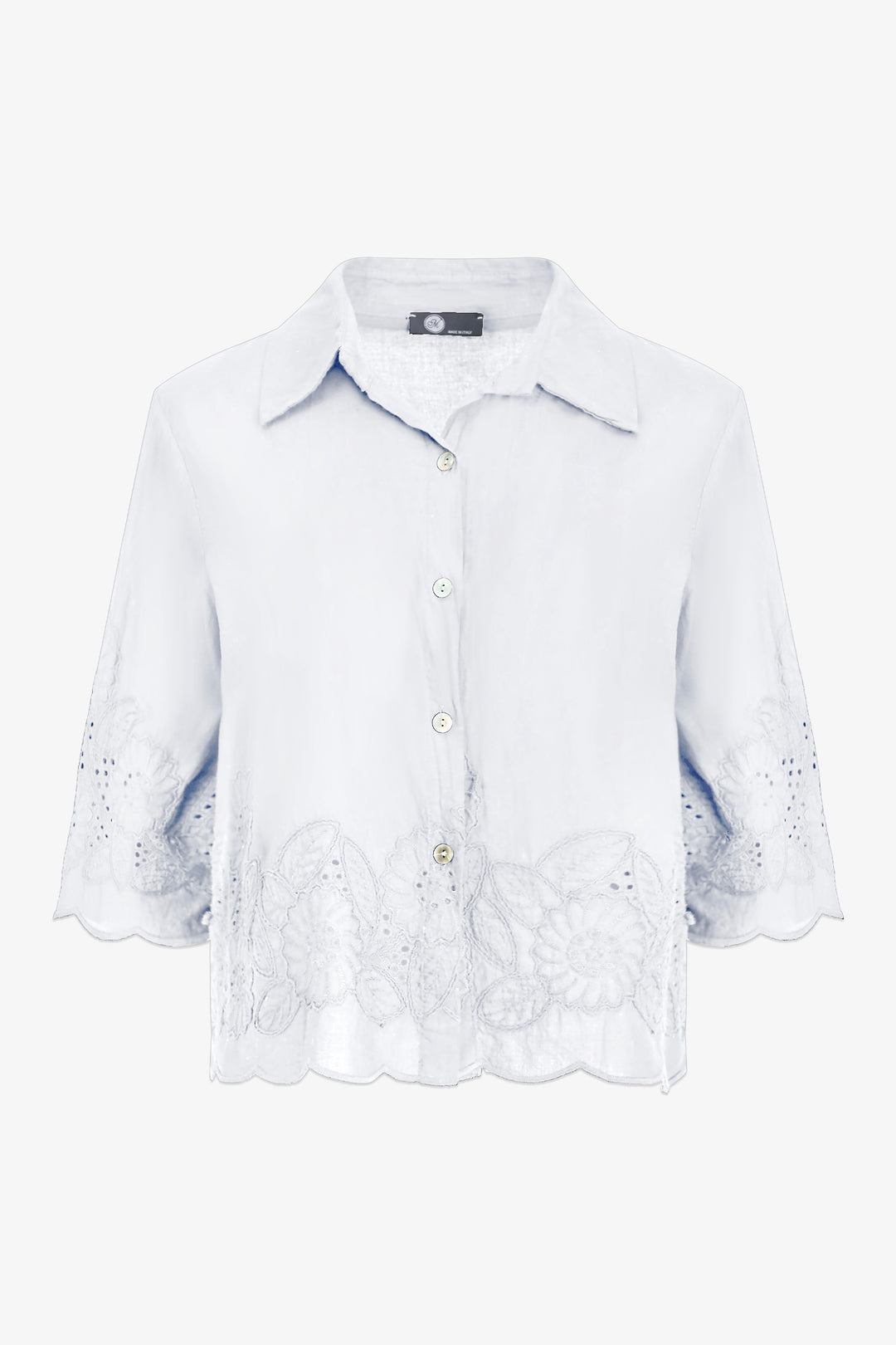 EYELET TRIM BLOUSE
