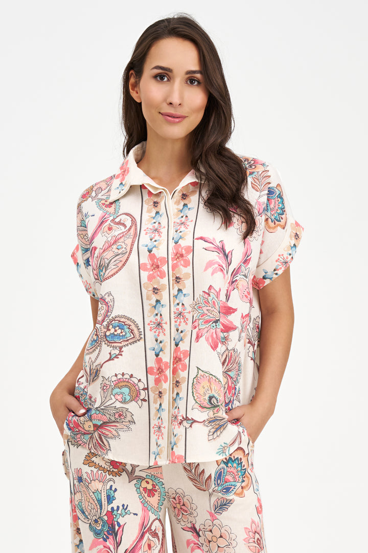 FLORAL PAISLEY SS BLOUSE