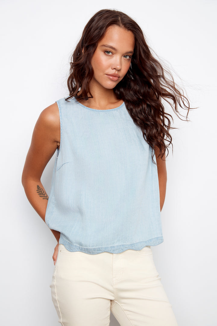 SLEEVELESS TOP WITH SCALLOP HEM