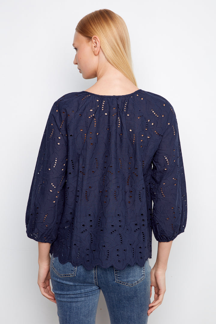 TIE NECK EYELET TOP