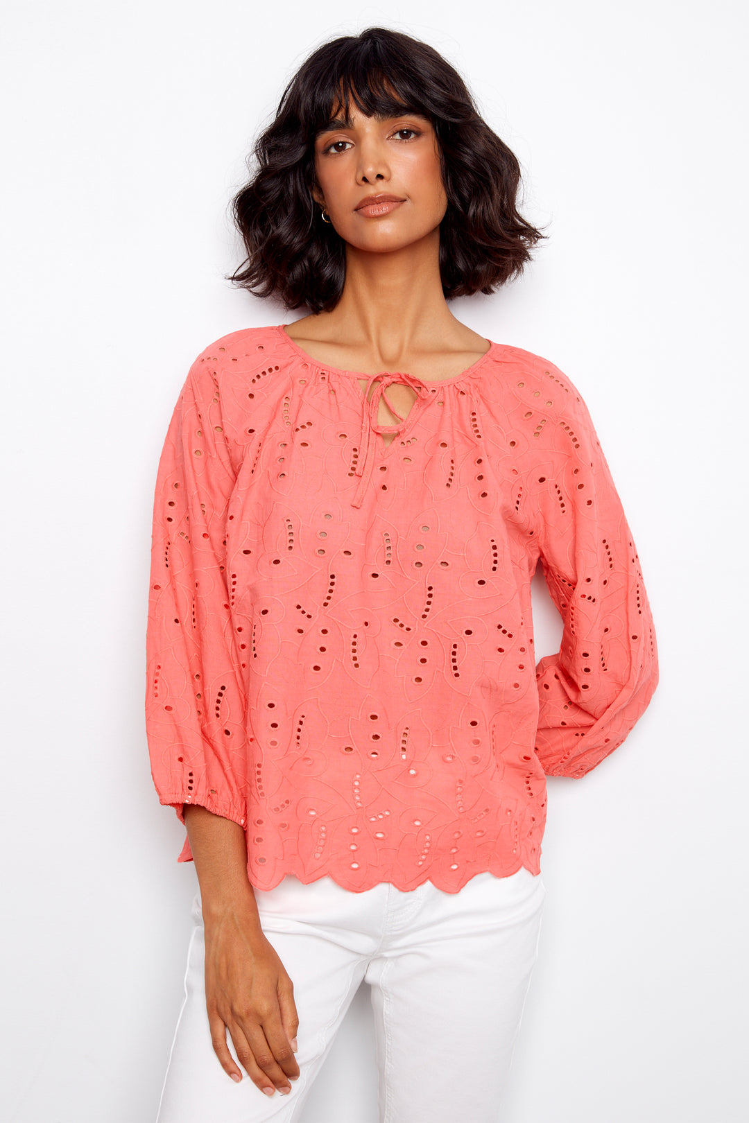 TIE NECK EYELET TOP