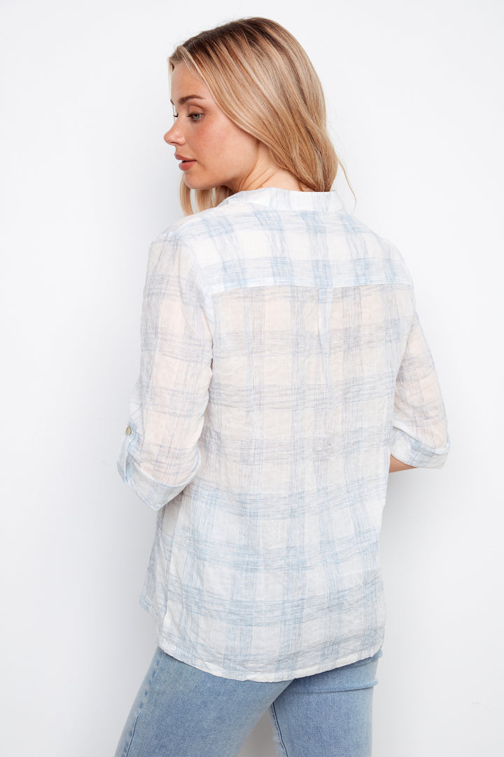 SOFT PLAID POPOVER BLOUSE