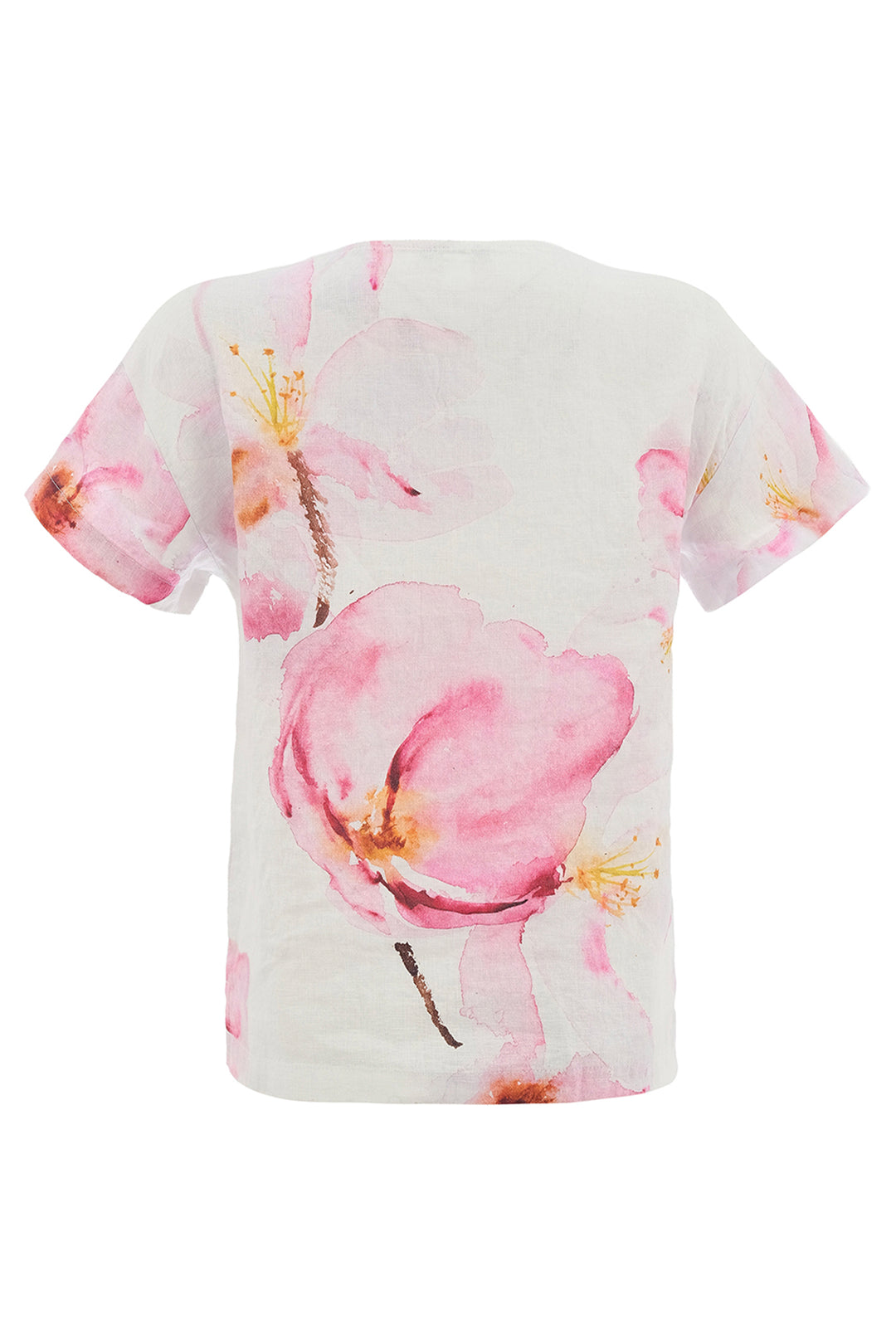 COLOURS OF THE SPRING LINEN SS SPLIT NECK TOP