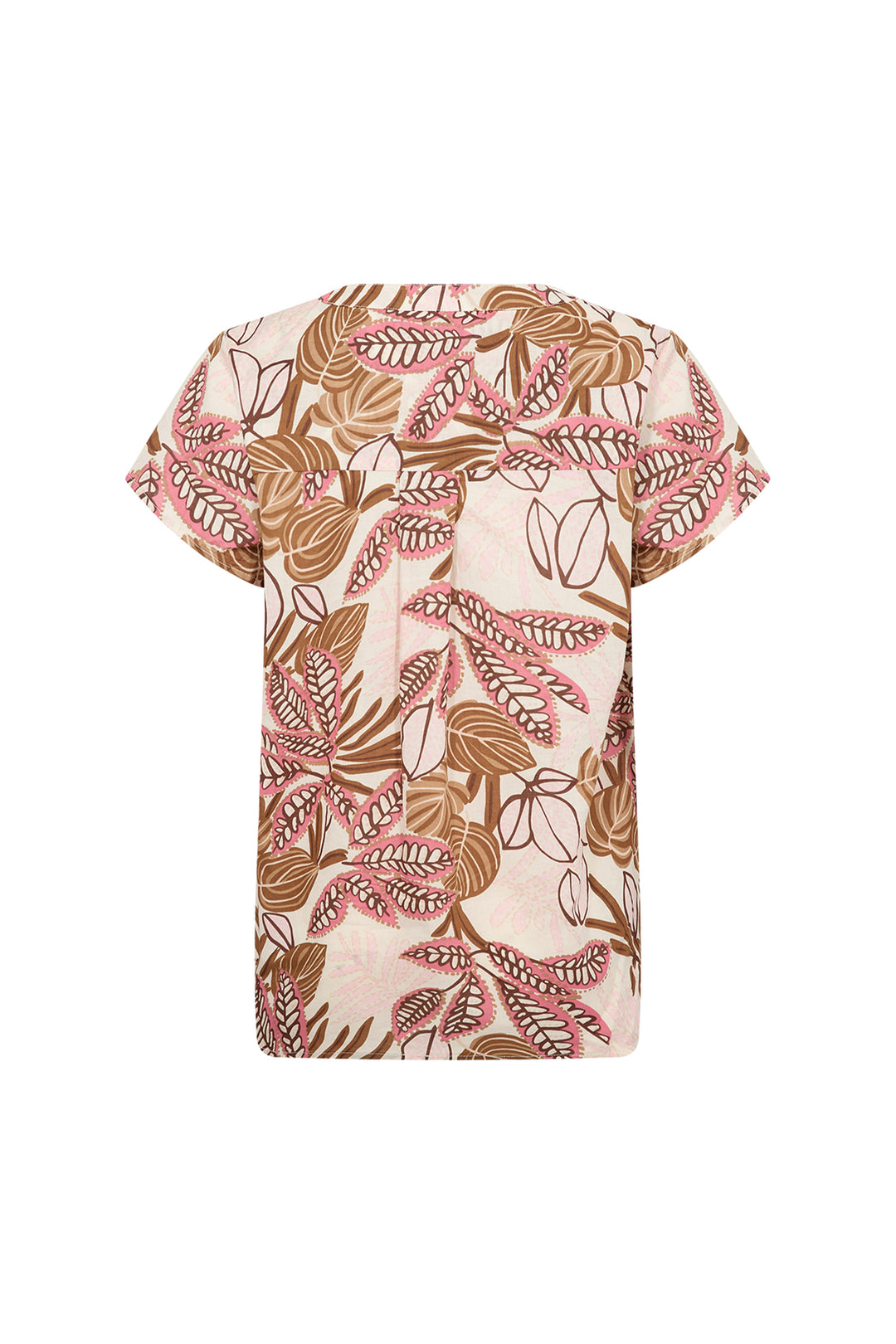 TROPICAL FOLIAGE SPLIT NECK TOP
