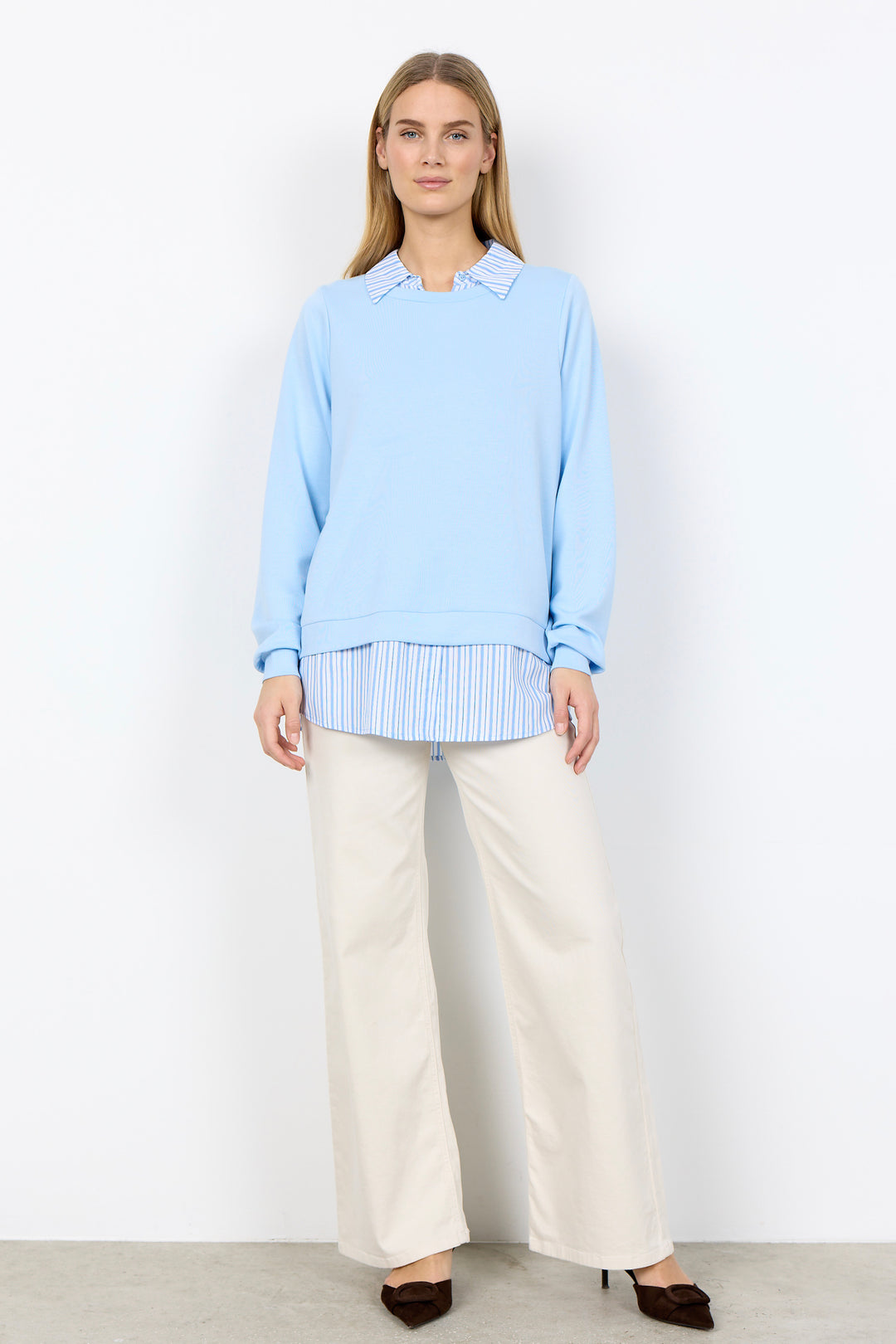 BANU FOOLER TOP WITH SHIRT COLLAR