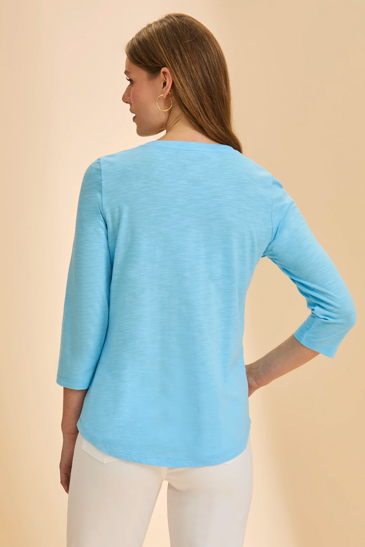 SLUB JERSEY 3/4 SLEEVE V-NECK TEE