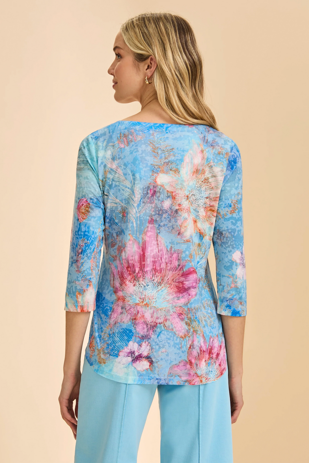 BURNOUT 3/4 SLEEVE TOP