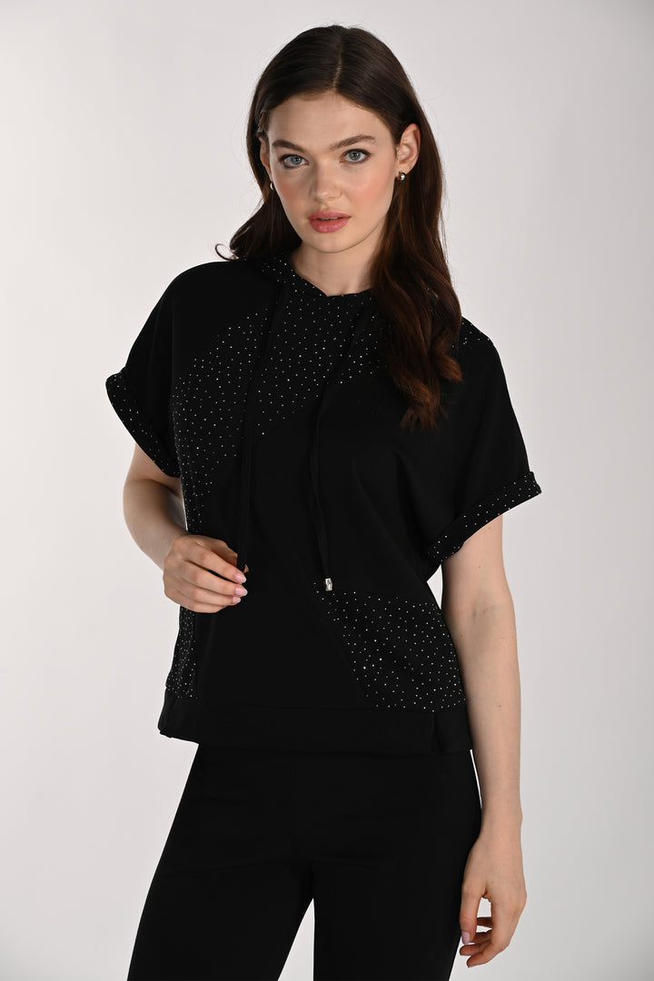 EMBELLISHED SS HOODIE TOP