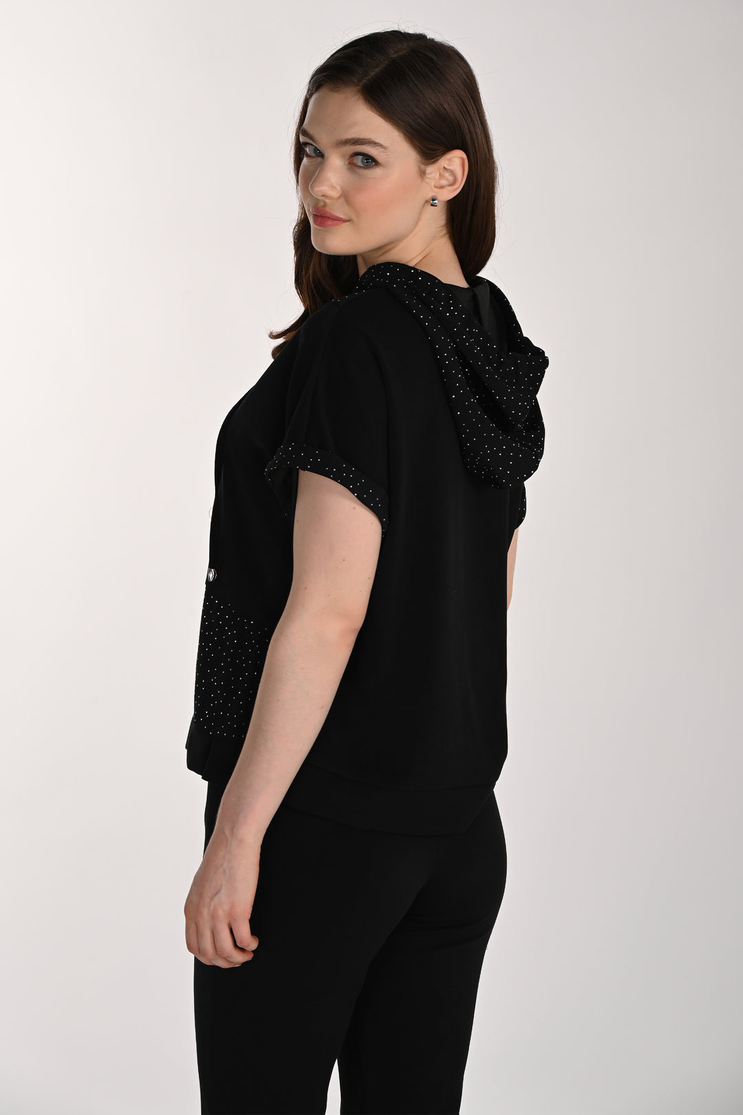 EMBELLISHED SS HOODIE TOP