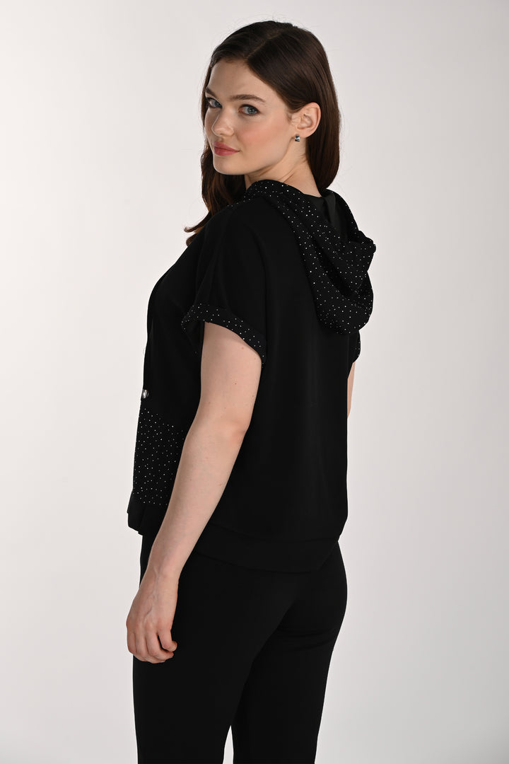 EMBELLISHED SS HOODIE TOP