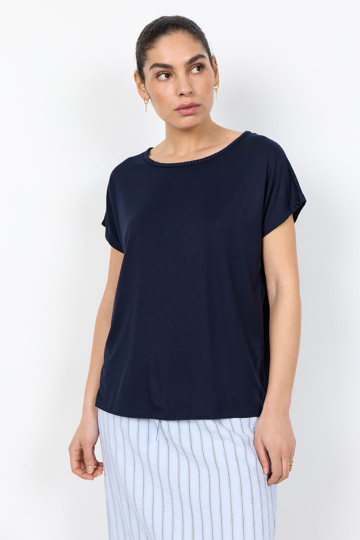 LYOCELL BRAIDED NECK TEE