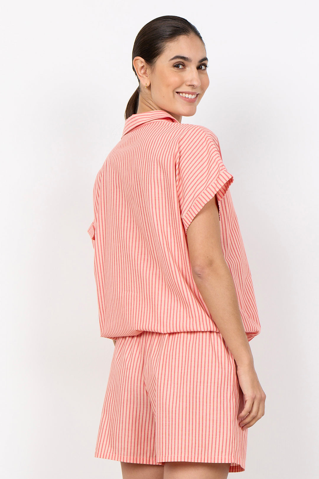 STRIPE DRAWSTRING HEM BLOUSE
