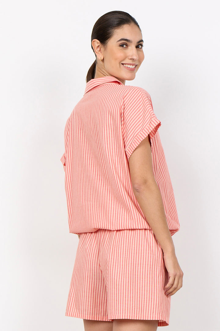 STRIPE DRAWSTRING HEM BLOUSE