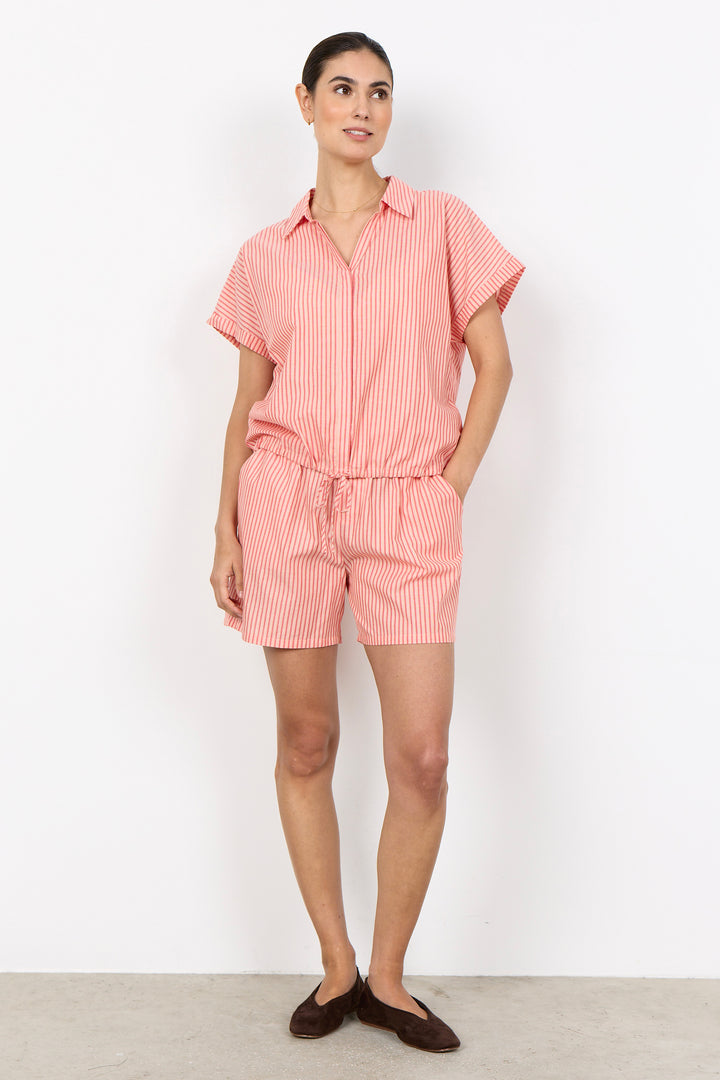 STRIPE DRAWSTRING HEM BLOUSE