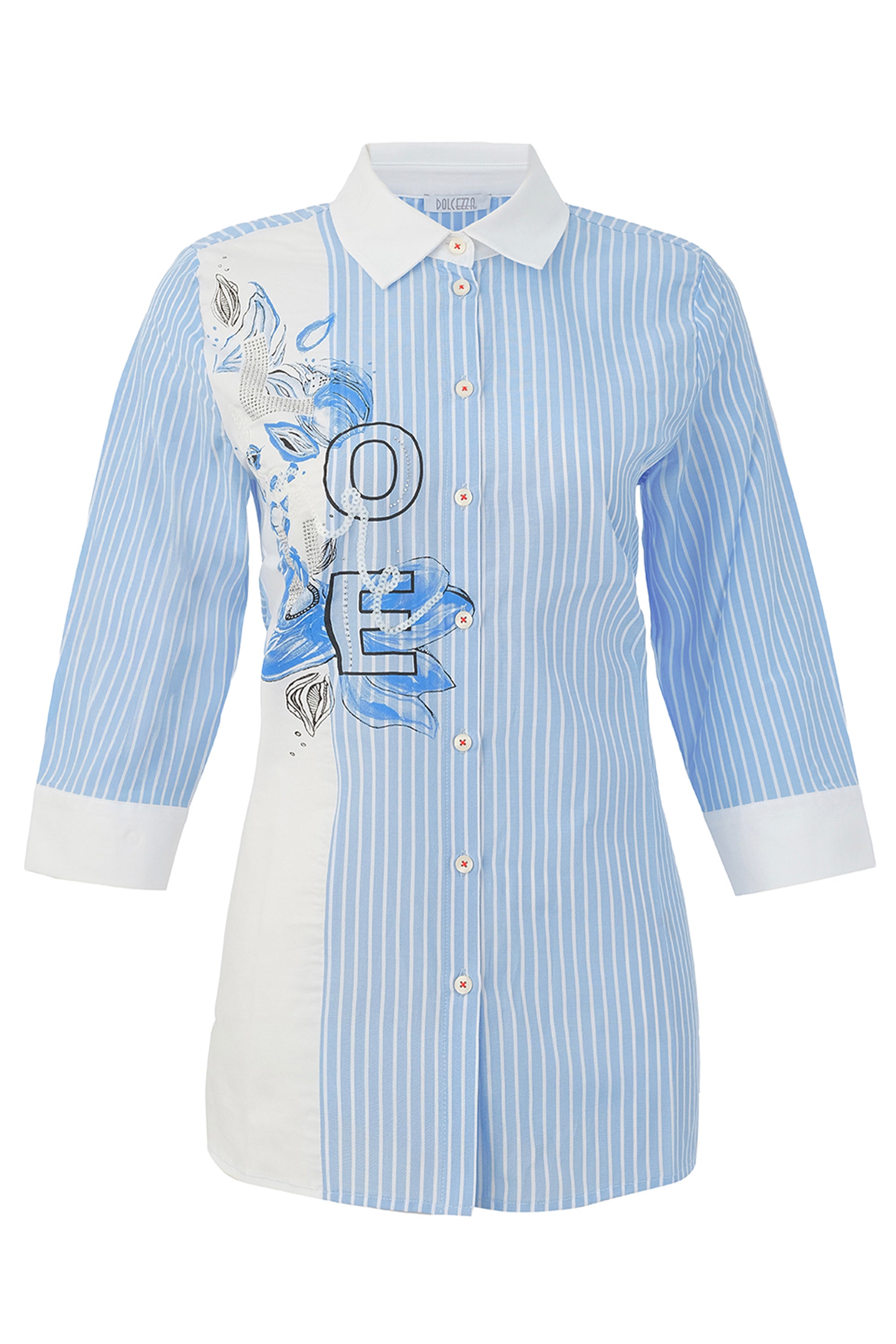 SUMMER STRIPE BLUES LOVE TUNIC BLOUSE – Aldila Boutique