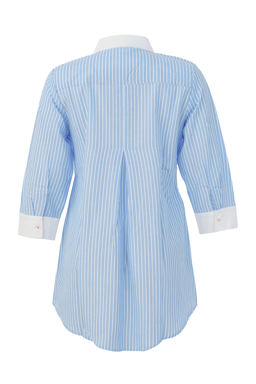 Blue and white striped shirt on a white background