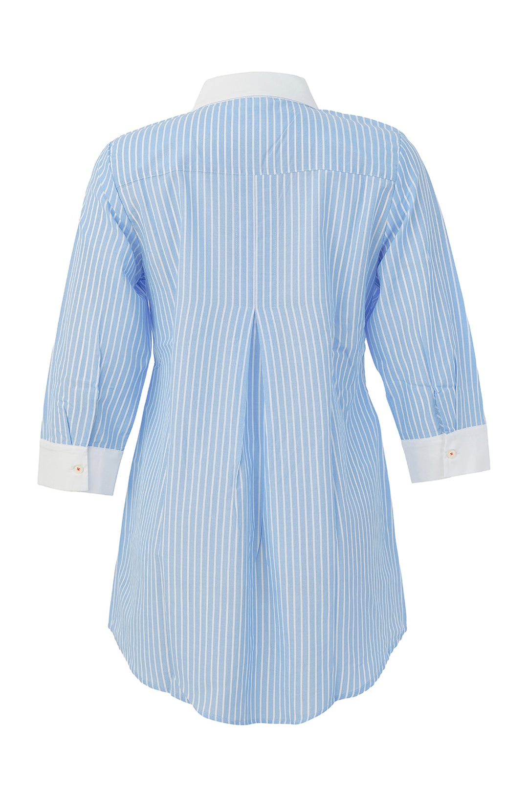 Blue and white striped shirt on a white background