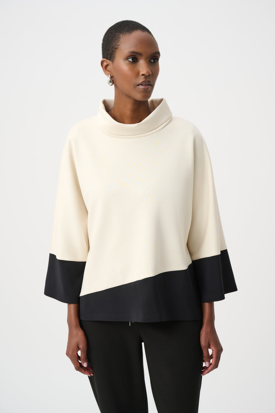 SCUBA JERSEY COLOURBLOCK COWL NECK TOP