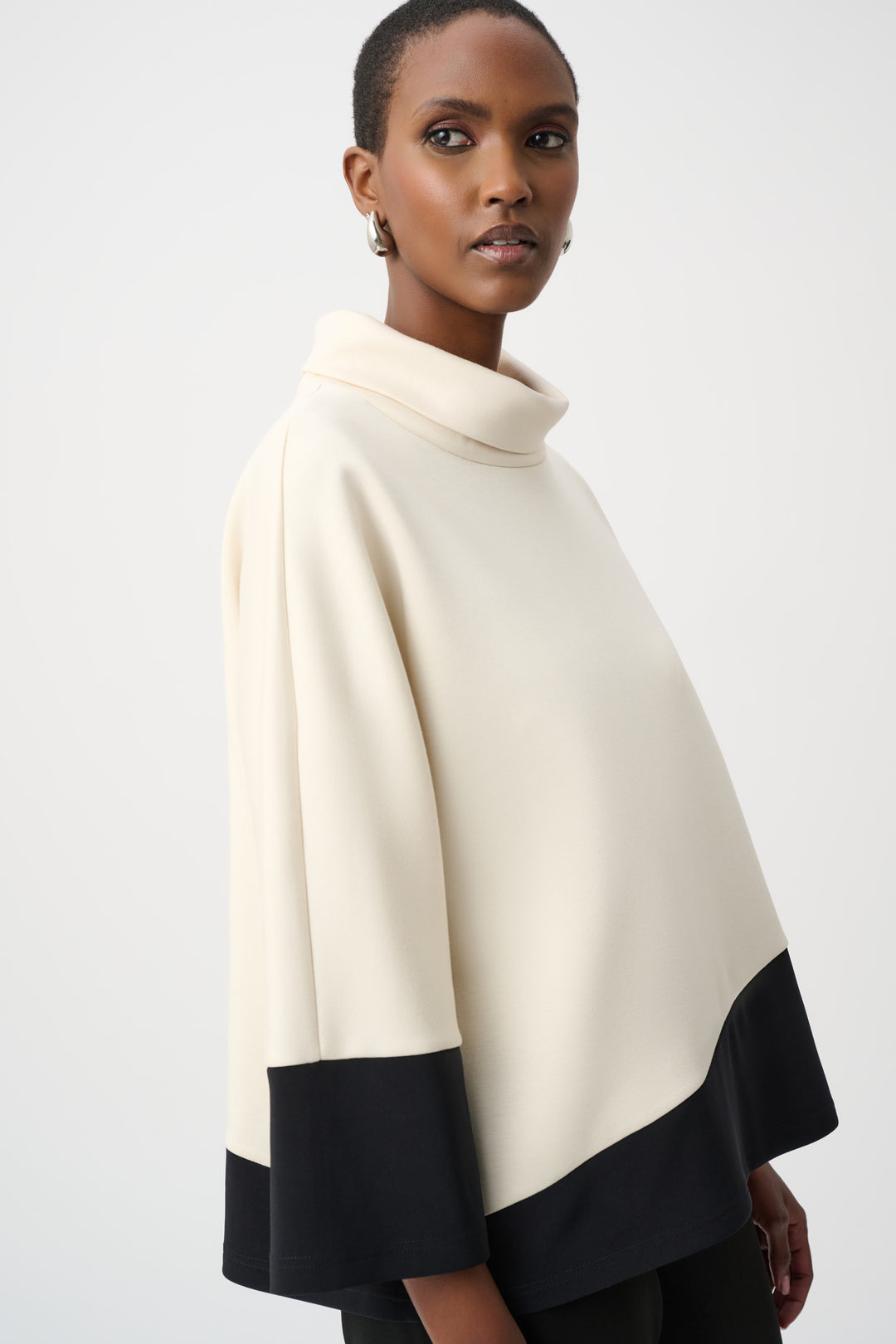 SCUBA JERSEY COLOURBLOCK COWL NECK TOP
