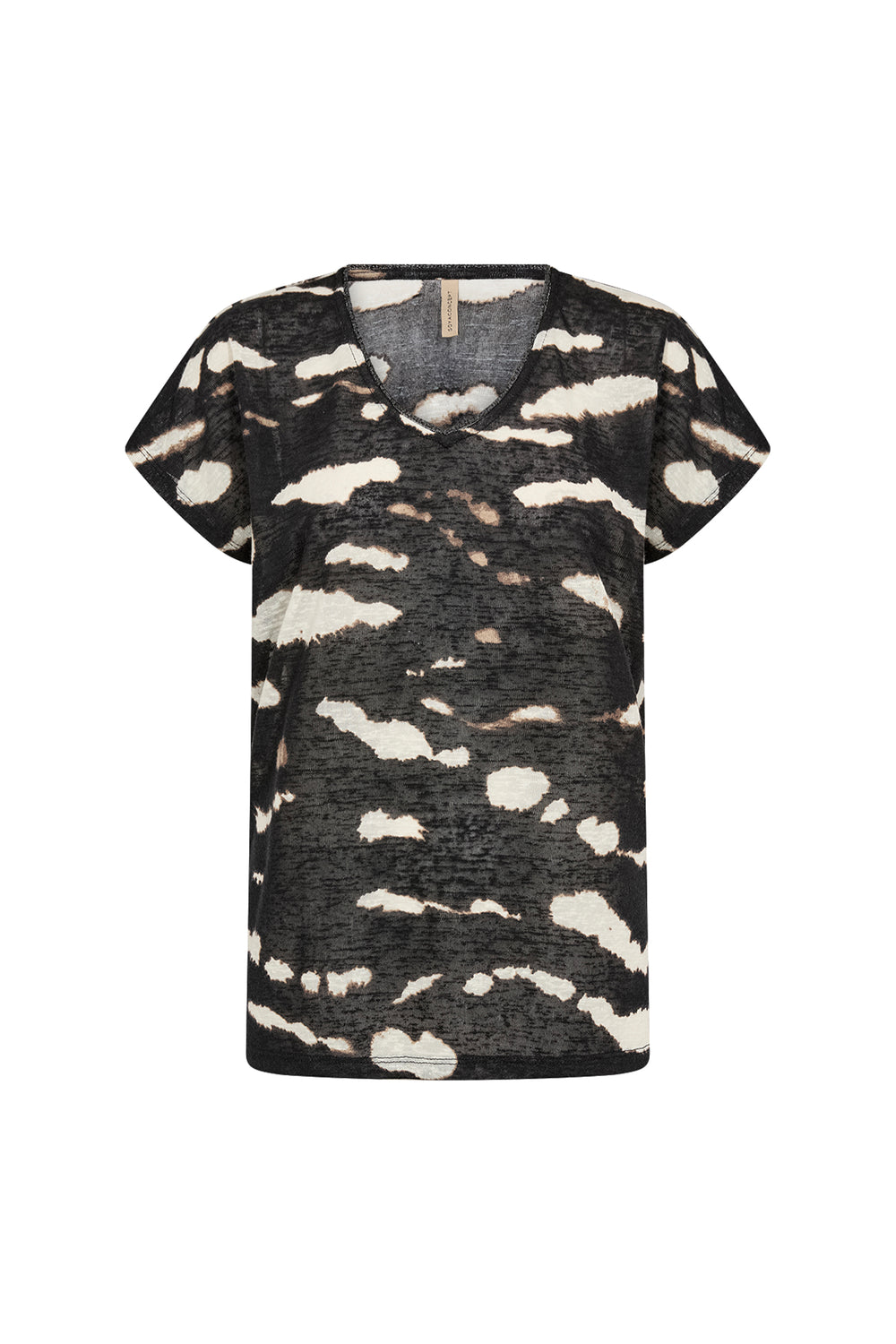 women's casual t-shirt with abstract cloud print on a white background. 