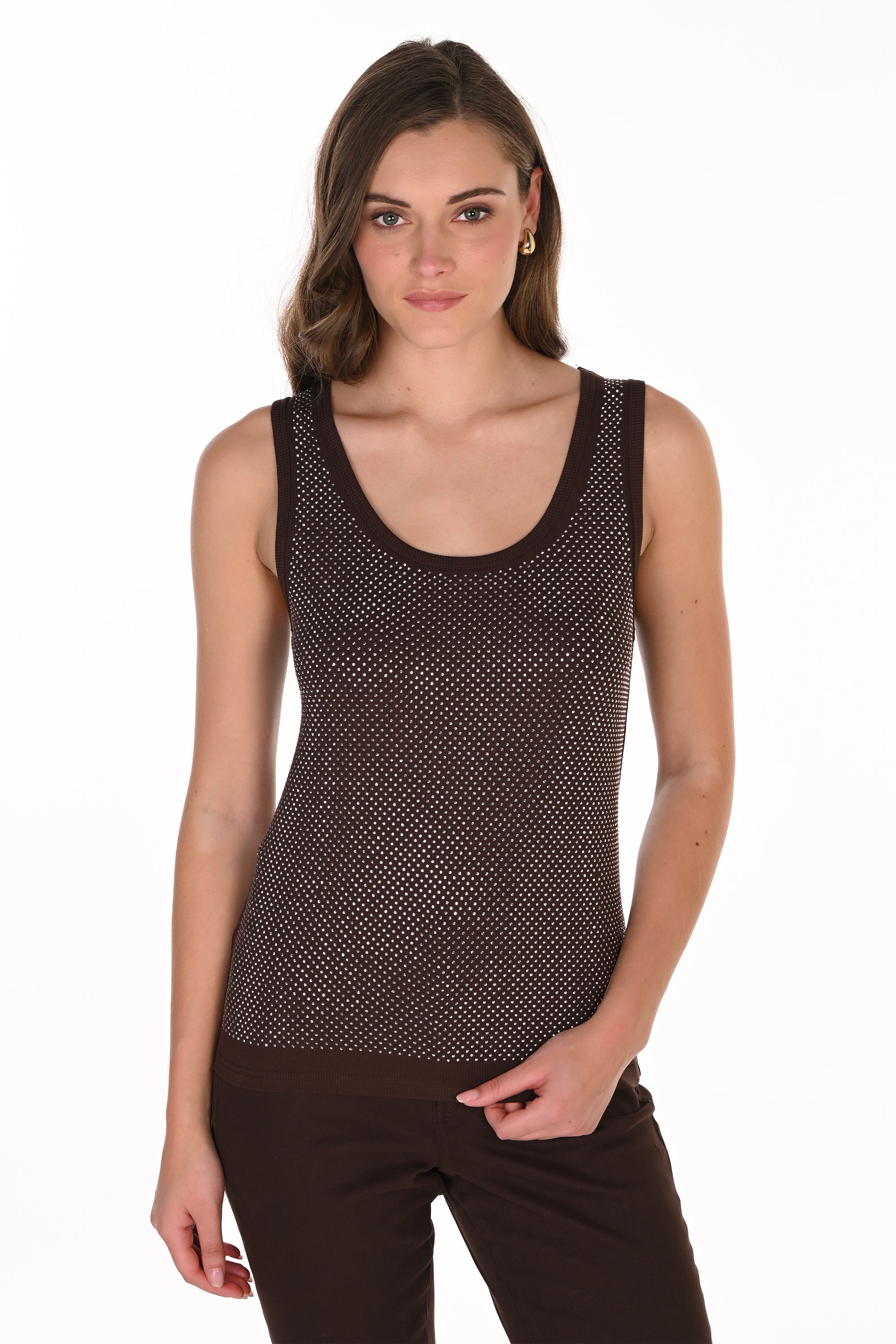 RHINESTONE FRONT RIBBED CAMI – Aldila Boutique