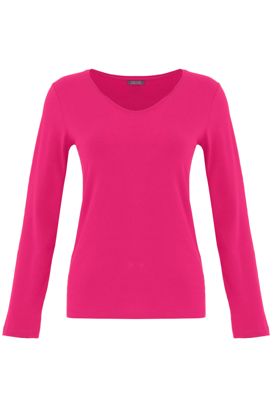 Magenta long-sleeve top on a white background