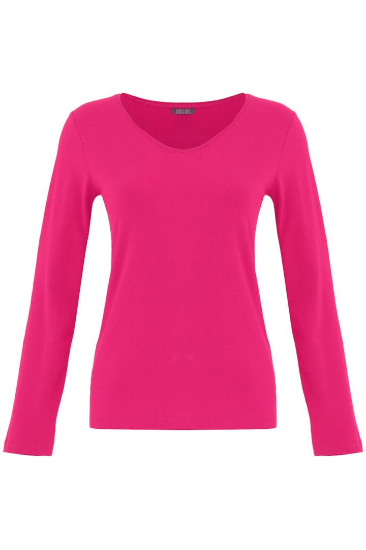 Magenta long-sleeve top on a white background