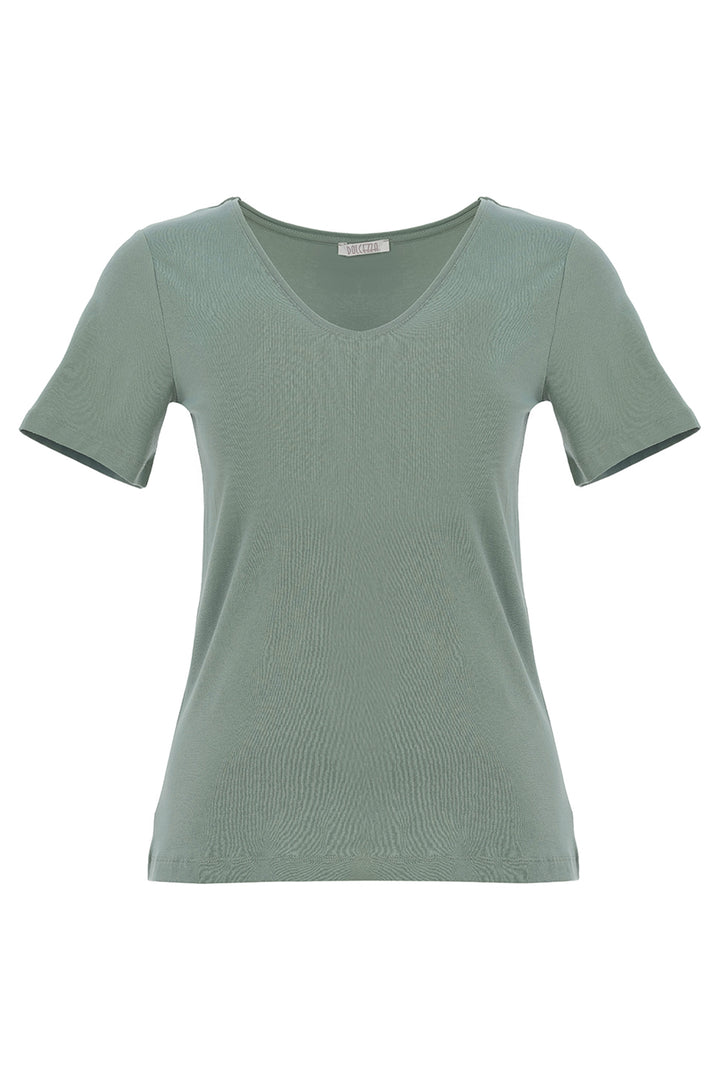Camiseta básica de algodón con cuello en V