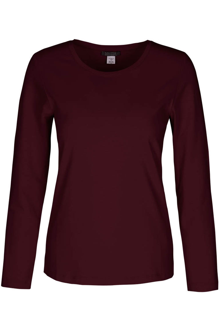 Bordeaux long-sleeve shirt on a white background